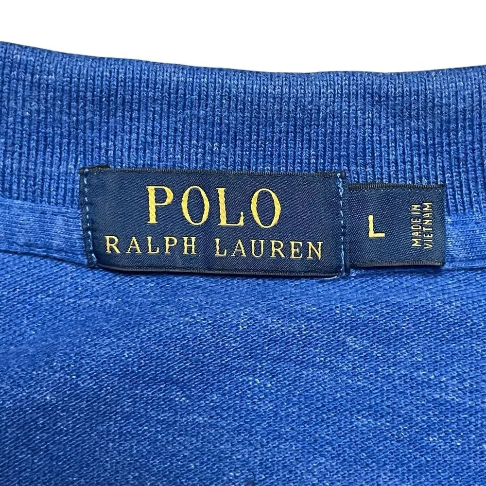 Polo‎ Ralph Lauren Classic Fit 100% Cotton Blue Mens Polo Shirt Size Large